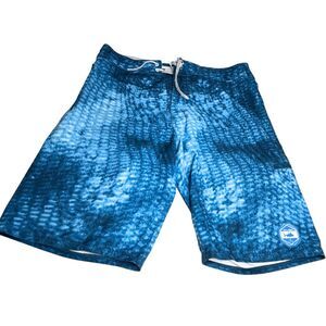 Pelagic Men's Argonaut Stretch Fishing Beach Swim Board Shorts Blue Size 34